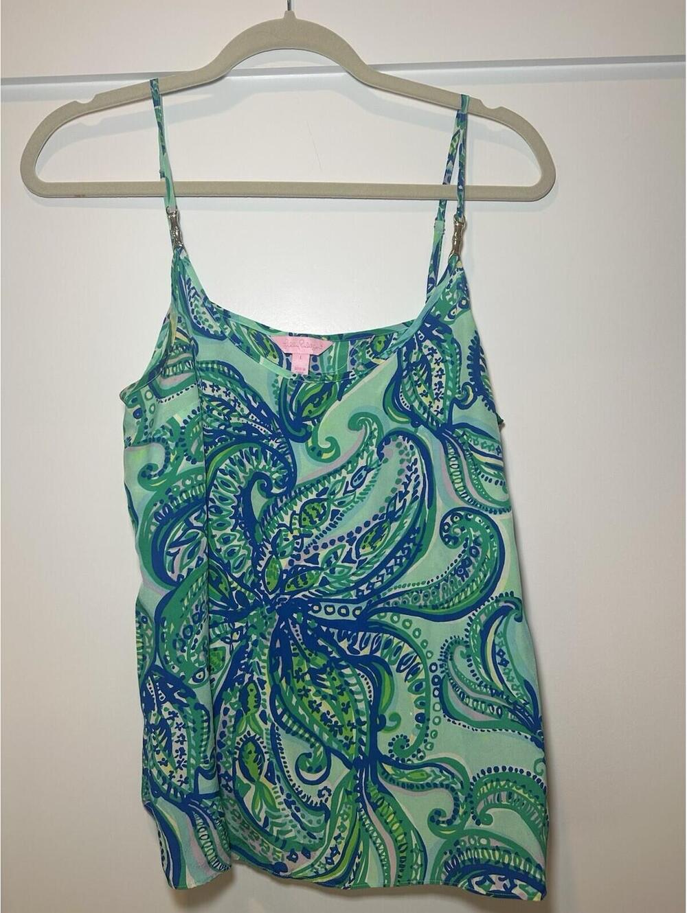 Lilly Pulitzer Women's Sleeveless 100% Silk Top With Bamboo Accents